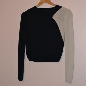 Zara Cropped Knit Sweater with Geometric Sleeve